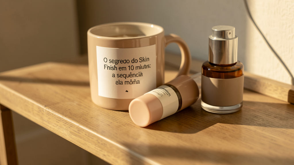 Detalhe fotográfico relacionado a O segredo do Skin Finish em 10 minutos: a sequência exata da manhã